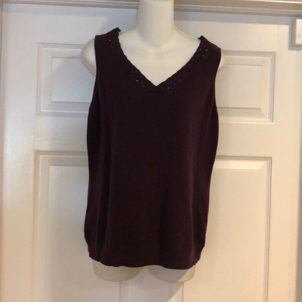 Van Heusen plum sleeveless V neck sweater
